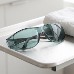 Laser safety goggles on a tray